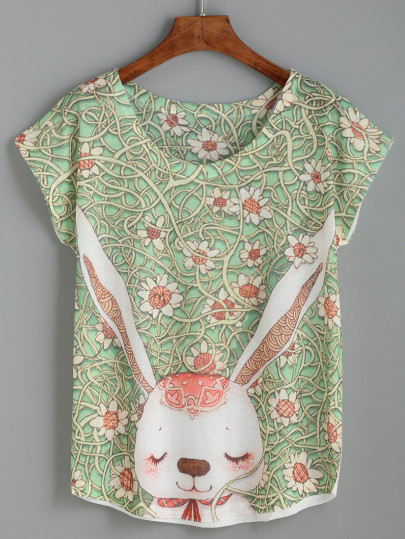 Rabbit And Vine Print Tee