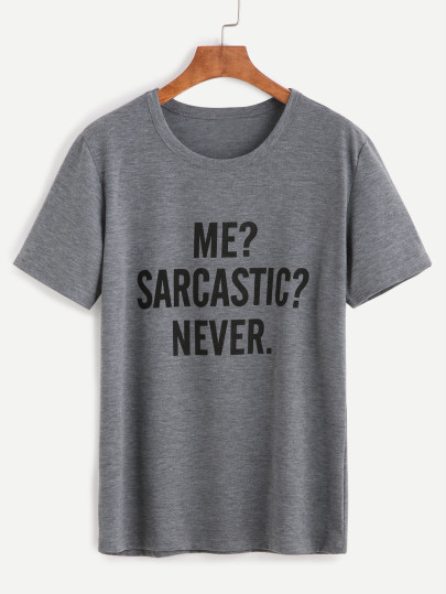 Camiseta con estampado letras - gris
