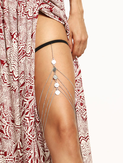 Chaîne de cuisse avec pendentif monnaie - argenté