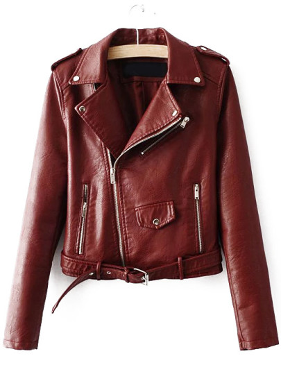 Moto Jacke Kunstleder mit Reißverschluss