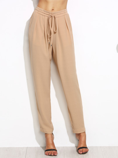 Drawstring Waist Tapered Pants