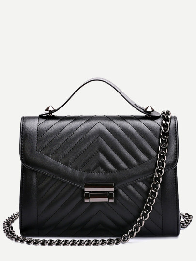 Chevron Quilted Envelope Bag With Chain
