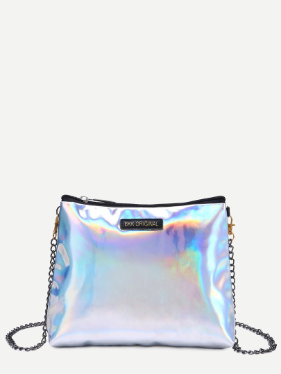 Sac en bandoulière similicuir avec chaîne - argenté