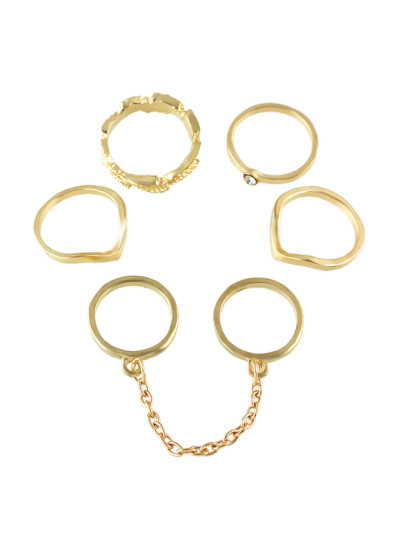 Parure de bagues 6PCS tendance - doré