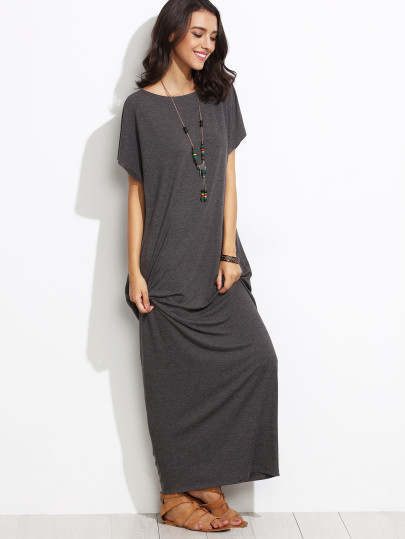 Maxikleid Fledermausärmel - grau