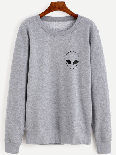 Alien Print Tunic Sweatshirt