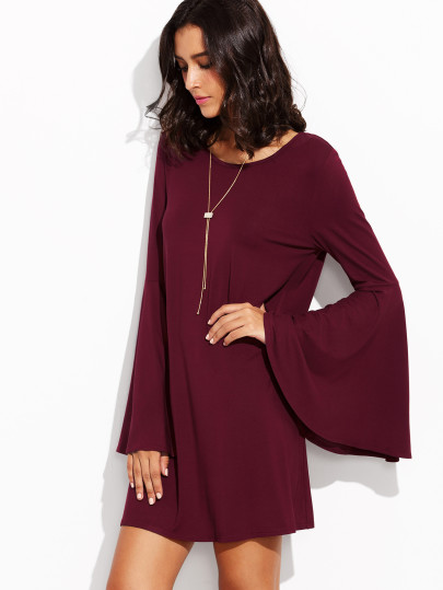Bell Sleeve Frill Detail Loose Dress