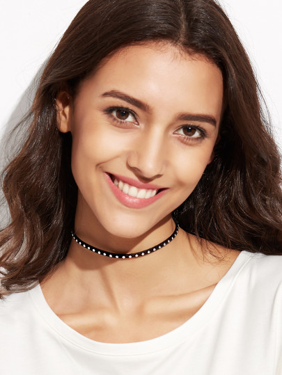 Collier ras de cou avec chaîne - noir