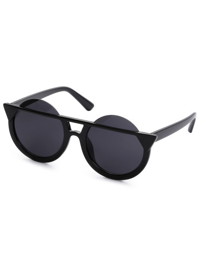 Super Dark Black Round Lens Sunglasses