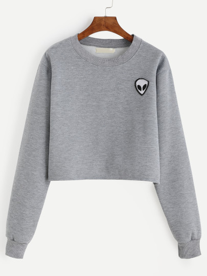 Alien Patch Crop Sweatshirt
