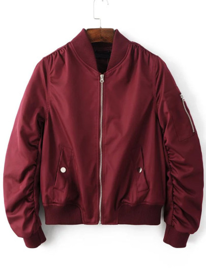 Gathered Zip Sleeve Flight Jacket