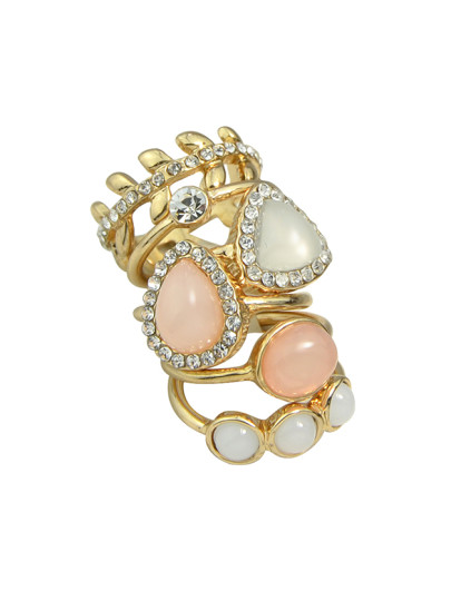 Conjunto de anillo con strass 6PCS
