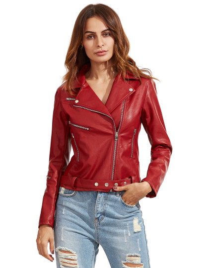 Red de manga larga de solapa Chaqueta de cremallera