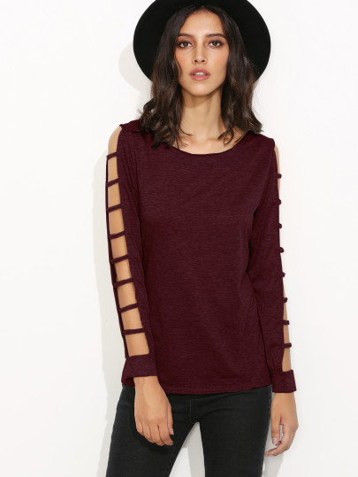 Ladder Cut Out Sleeve T-shirt