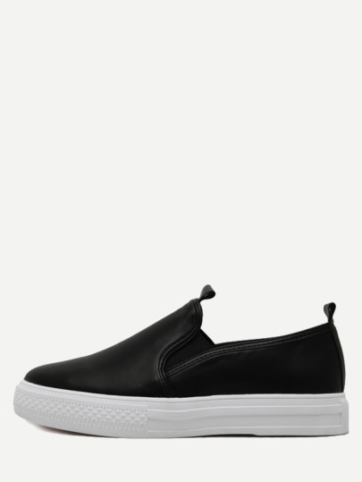 Zapatillas elásticas de PU - negro