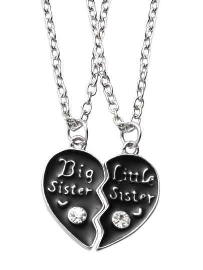Black Personalised Engraved Breakable Heart Necklaces