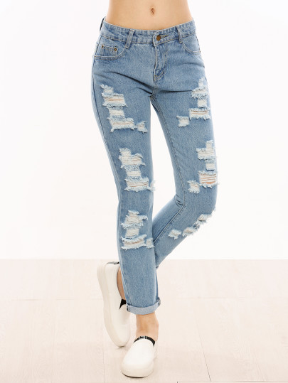 Distressed Cuffed Jeans