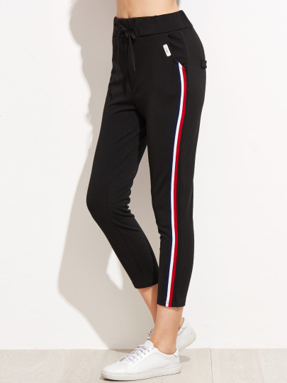 Pantalones con rayas laterales - negro