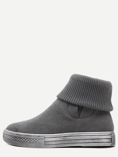 Gummisohle Ankle Stricken Stiefel Nubukleder-grau