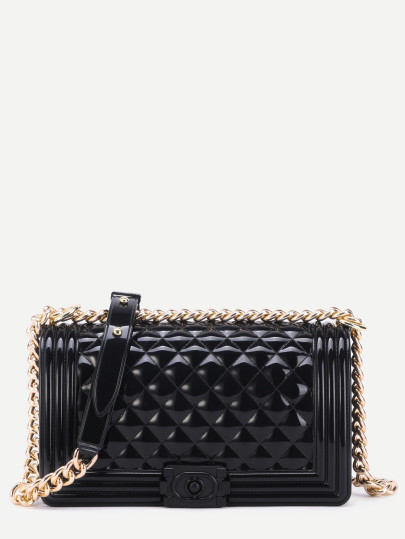 Mini Black Quilted Flap Jelly Bag With Chain