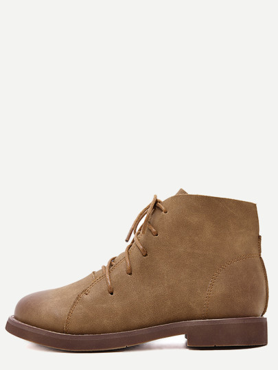 Botines oxford pu con cordones - marrón