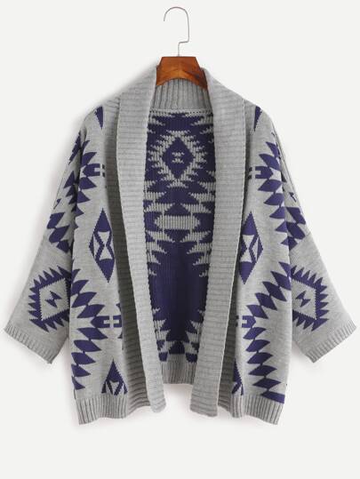 Aztec Pattern Batwing Sleeve Sweater