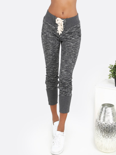 Lace Up Peppered Sweatpants CHARCOAL