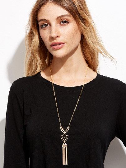 Gold Plated Geometric Hollow Out Pendant Necklace