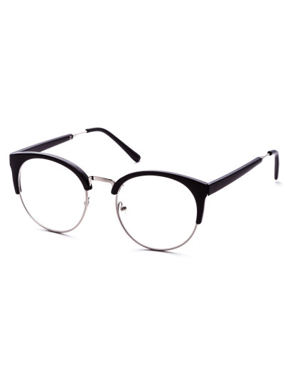 Black Open Frame Round Clear Lens Glasses