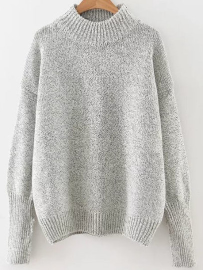 Maglione Girocollo A Costine Rifilato Spalle Cascanti - Grigio