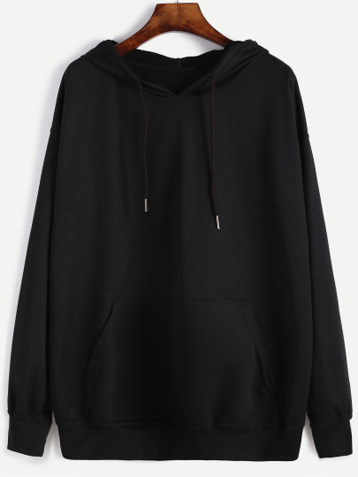 Sweat-shirt en capuche avec lacet - noir