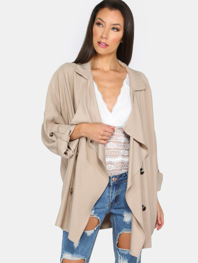 Sommer Mantel gerollt langarm - khaki