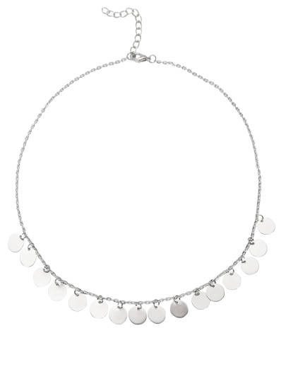 Collar de cadena con adorno monedas - plateado