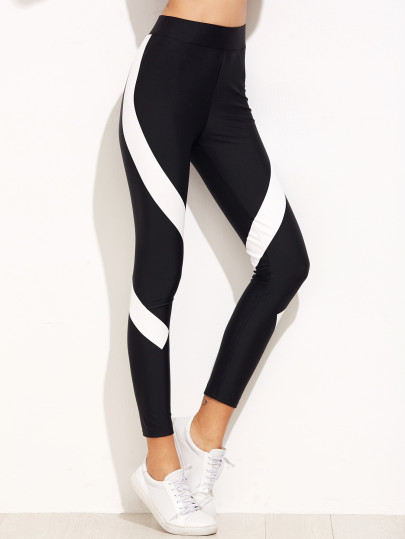 Leggings en panneau contrasté - noir