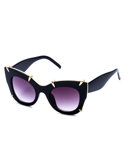 Black Frame Gold Trim Cat Eye Sunglasses