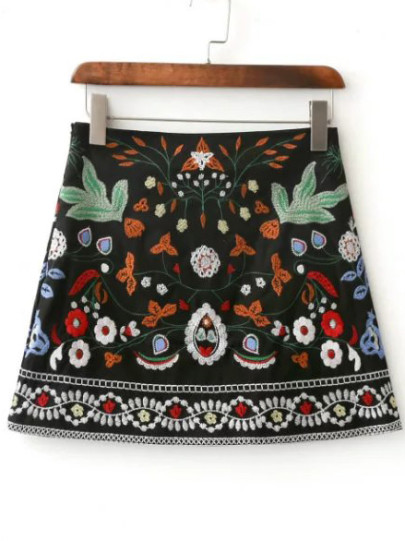Embroidery Mini Skirt