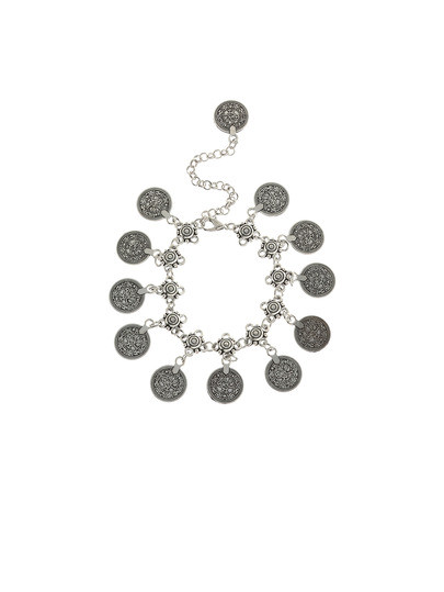 Bracelet de cheville en argent antique avec des pompons une pièce chaque fois