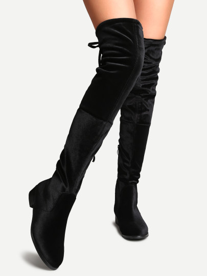 Botas de antelina con cremallera y cordón - negro