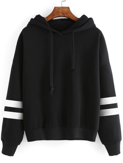 Sudadera con capucha y hombro caído - negro