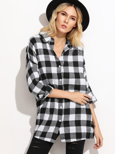 Blouse à plaid manche longue