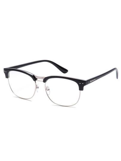 Black Open Frame Silver Trim Glasses