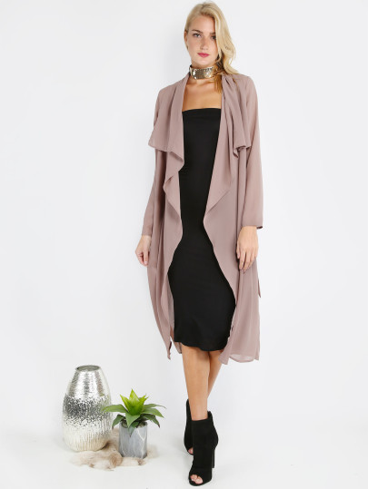 Dark Pink Long Outerwear