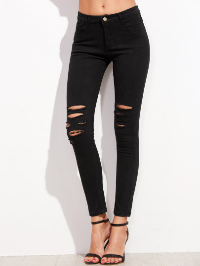 Ripped Skinny Ankle Jeans