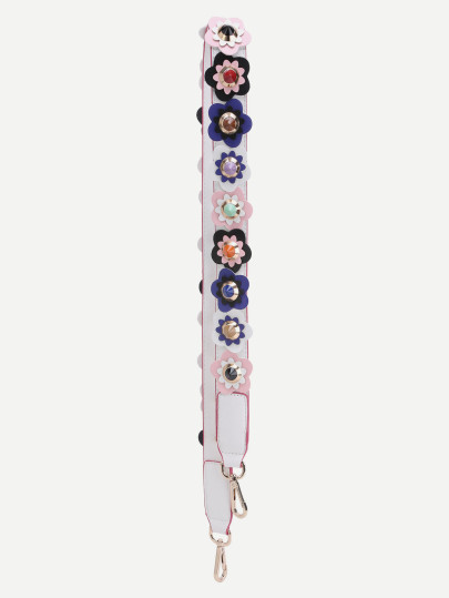 PU Floral Studded Shoulder Strap