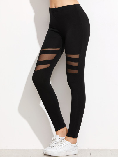 Leggings Rete Inserito - Nero
