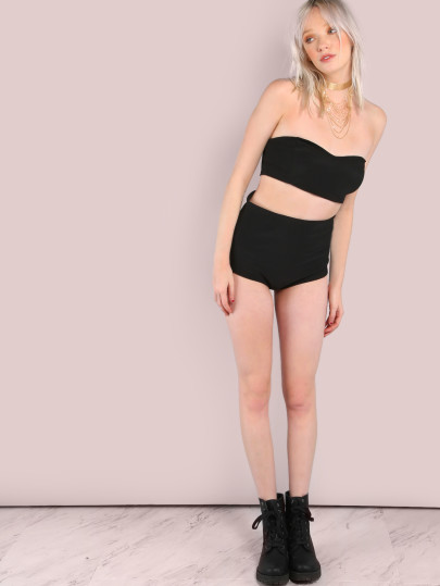 Pantaloncini Vita Alta Stretti - Nero