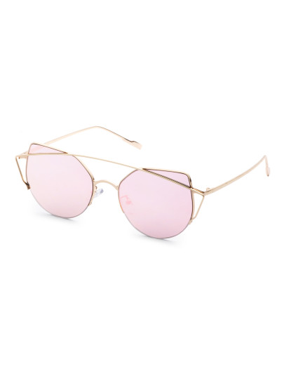 Metal Frame Double Bridge Pink Cat Eye Sunglasses