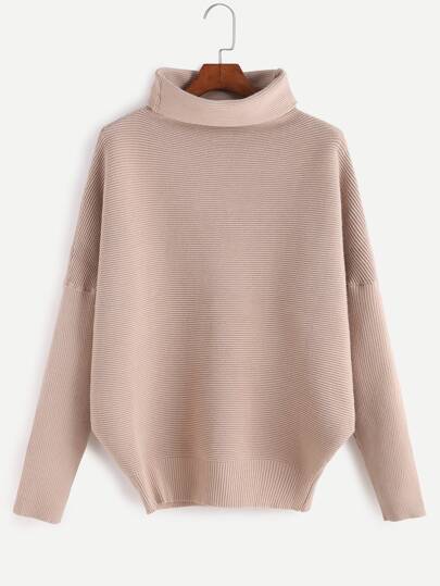 Apricot Cowl Neck Long Sleeve Sweater