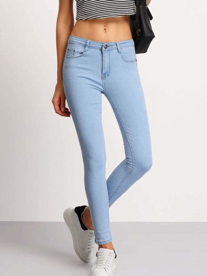 Pantalón bolsillos denim -azul claro