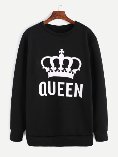 Black Imperial Crown Print Sweatshirt